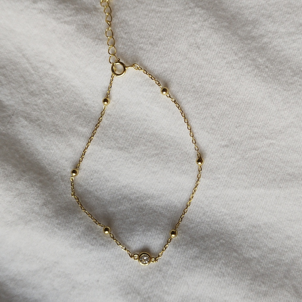 Beaded moissanite vermeil bracelet - Picture 4 of 10